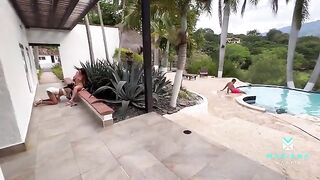 I fucked my boyfriend and his stepsister in the swimming pool