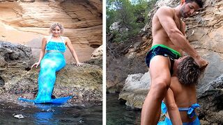 A guy was sailing with his friends and met a mermaid slut