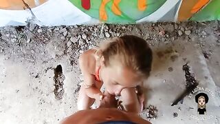 A cute and beautiful blonde babe got fucked by a guy in an abandoned building