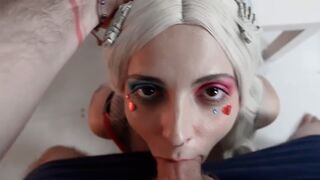 Crazy Harley Quinn getting her pussy railed with a huge butt plug