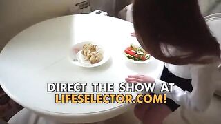 A petite babe got fucked hard by her horny GF after work