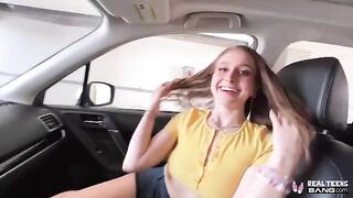 Skinny teen Laney Grey gets her hairy pussy smashed hard in POV