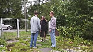 A man fucked a girl hard in the village, reaching intense orgasm