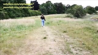A girl is having fun outdoors and gets fucked in the park hard