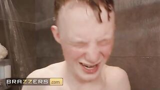 Payton Hall uses a book to get the plumber naked