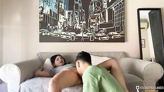 My stepsister and I stayed at home alone, so we had sex in the living room