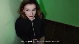 A couple gets intimate in the entrance while parents are at home
