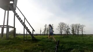 A girl was fucked by a man on a hunting platform