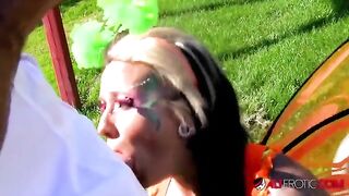 Tattooed cosplay model Lily Fatale gets banged outdoors
