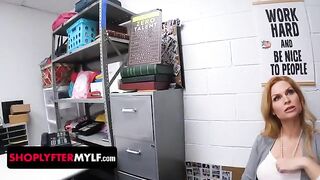 A big-breasted MILF with huge nipples gets fucked by the security officer