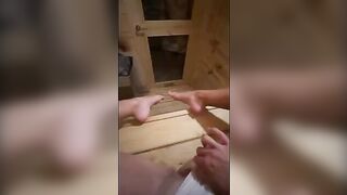 This guy masturbates while in sauna... I saw him and deepthroated him until he came