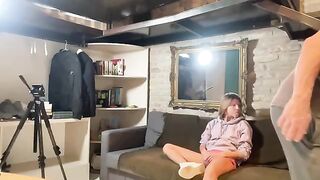 The girl was fucked in the ass by a huge dick at home