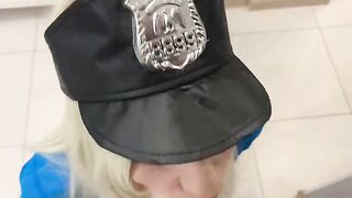 A hot girl in a police uniform knocks on the door and gets fucked