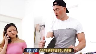 The girl caught her roommate spying, then they got intimate
