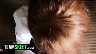 Ginger housekeeper Abbey Rain gets dominated and fucked