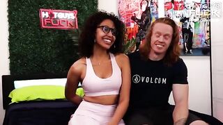 Redhead beefy guy screwed hard by Latina chick with big tits