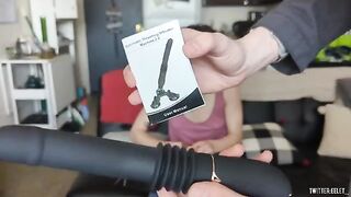 A cute girl testing a new sex toy from Lovenote