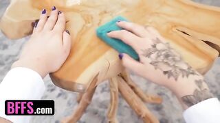 Four Sugar Babes Share Cock in Steamy Maid Scenario