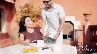 Busty brunette Anissa Kate gets fucked by a holiday stud