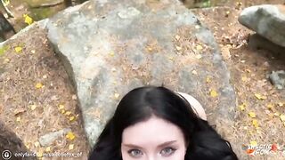 Girl came to the woods and was fucked by a guy with a big cock
