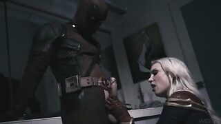 Deadpool fucks blonde Captain Marvel in a steamy parody scene