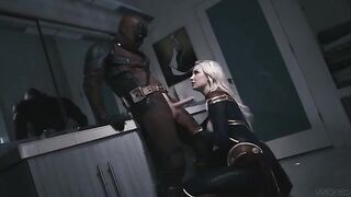 Deadpool fucks blonde Captain Marvel in a steamy parody scene