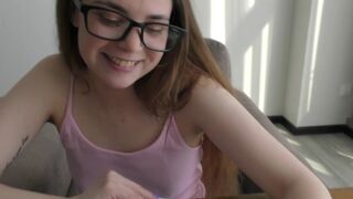 The naughty bookworm is trying to learn anatomy on a real big cock