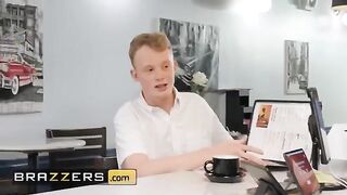 Syren De Mer gets her asshole gapped by a horny waiter in a steamy Brazzers scene