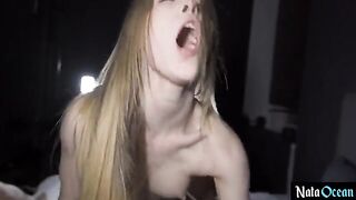 Petite teen gets her tight pussy smashed hard and deep