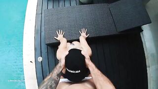 Sloppy blowjob, titfuck and hard doggyfuck with creampie