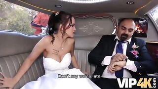 The bride allowed her husband to watch her getting fucked in the car