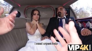 The bride allowed her husband to watch her getting fucked in the car