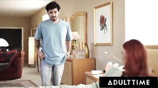 Ginger stepmom Marie McCray seduces her stepson by showing her big tits