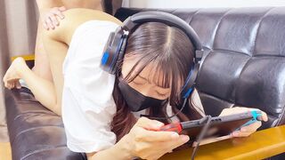 A hot woman is fucking instead of playing video games with her boyfriend