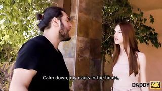 A redhead babe got fucked by the dad of her BF in a steamy scene