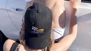 A woman fucked and spat roasted by two guys in the Nevada desert