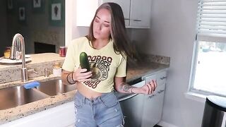 Getting ready for lunch with a big toy