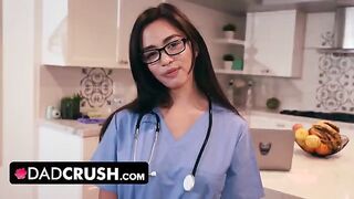 Nurse Scarlett Alexis tests her stepdad’s willpower in a steamy DadCrush scene