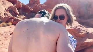 Babe fucked by her friend on the desert hike