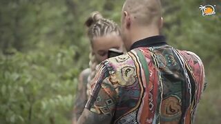They are watching me while I blow Mateo's huge cock and swallow his cum outdoors