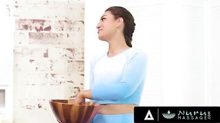 Bella Rolland, busty masseuse, fucks her pervert landlord to avoid eviction