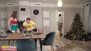 The step mom seduced the young man at the Thanksgiving dinner