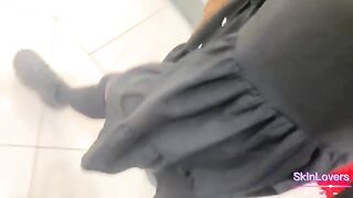 A girl is ready to fuck anywhere, even in the public toilet