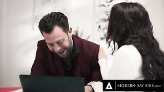 Violet Starr gets fucked hard by client Seth Gamble, despite his wife’s presence