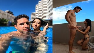 The slutty brunette Argentina is caught in the pool and fucked hard