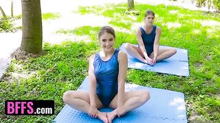 Gymnast Katie Kush gets stretched by Kenzie Madison’s cock