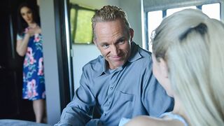 Hot stepdaughter Jane Wilde rides her step daddy’s fat cock in front of her stepmommy