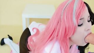 Hidori Rose cosplays Neopolitan RWBY, getting fucked after sucking dick