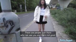 Hot petite teen nearly gets hit by a taxi and fucks on cam