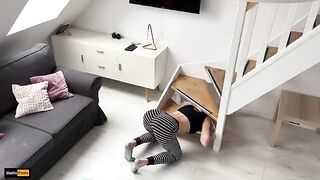 Stepsister got stuck and her stepbrother took advantage of her